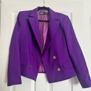 Zara Vibrant Purple Double-Breasted Blazer